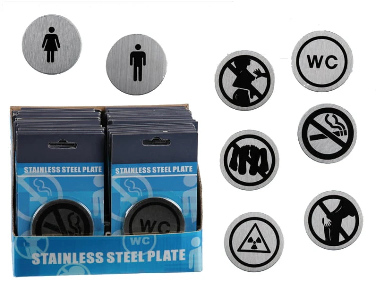 METALOWE ZNACZKI SAMOPRZYLEPNE WC SYMBOLE ZNAKI 2