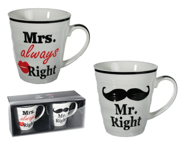 KUBKI MR&MRS ALWAYS RIGHT ZESTAW USTA WĄSY