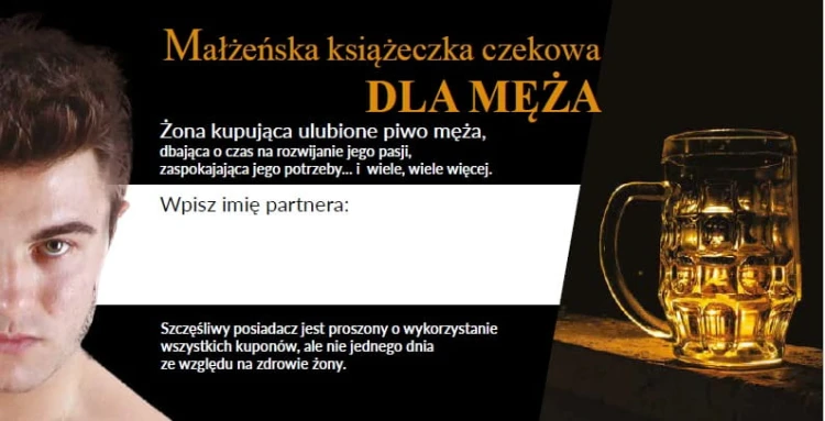MAŁŻEŃSKA KSIĄŻECZKA CZEKOWA DLA MĘŻA ZADANIA GRA