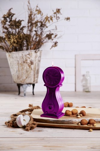 ŚWIECA ZEGAR VINTAGE XXL - RÓŻOWY METALIK WOSKOWA 2