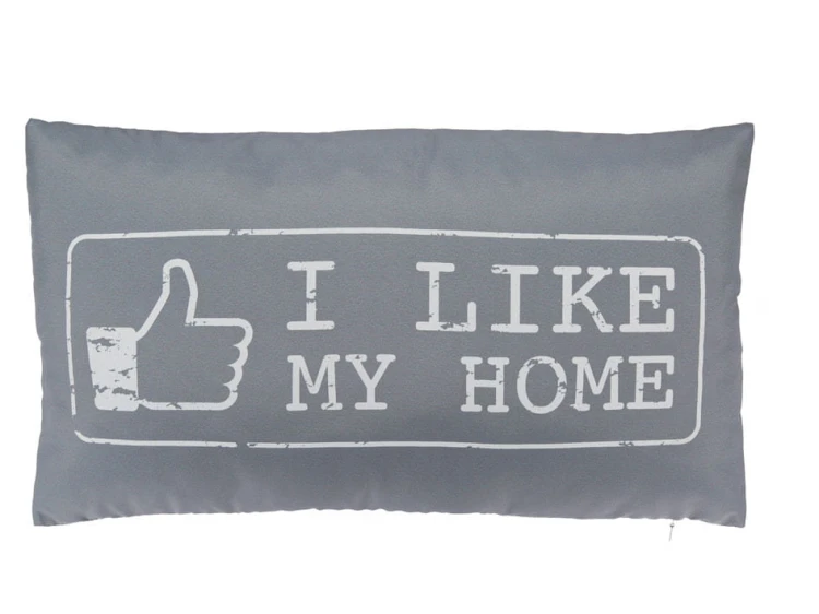 DEKORACYJNA PODUSZKA I LIKE MY HOME SZARA JASIEK