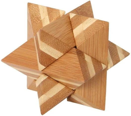 BAMBOO PUZZLE STAR ŁAMIGŁÓWKA LOGICZNA GRA DREWNIANA