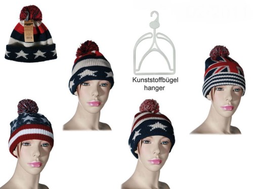 CZAPKA Z POMPONEM DAMSKA WIELKA BRYTANIA UK USA 2