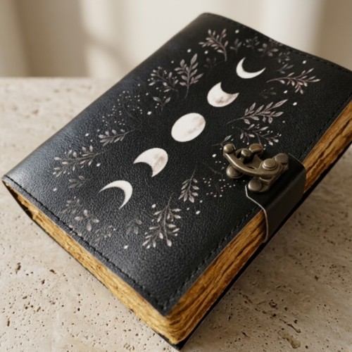 Notes Skórzany Retro Fazy Księżyca - Skóra Kozia - 200 stron  (2).jpg