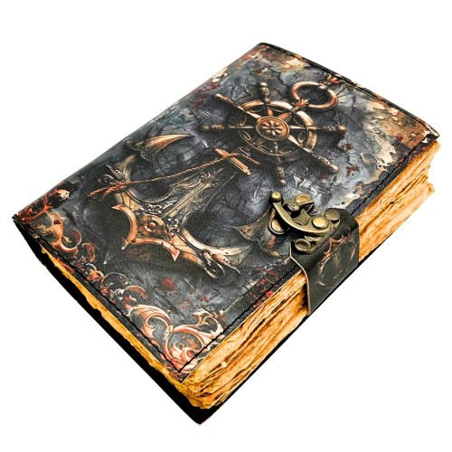 Notes Skórzany Retro Marynistyczny - Kotwica i Ster - 200 stron  (2).jpg