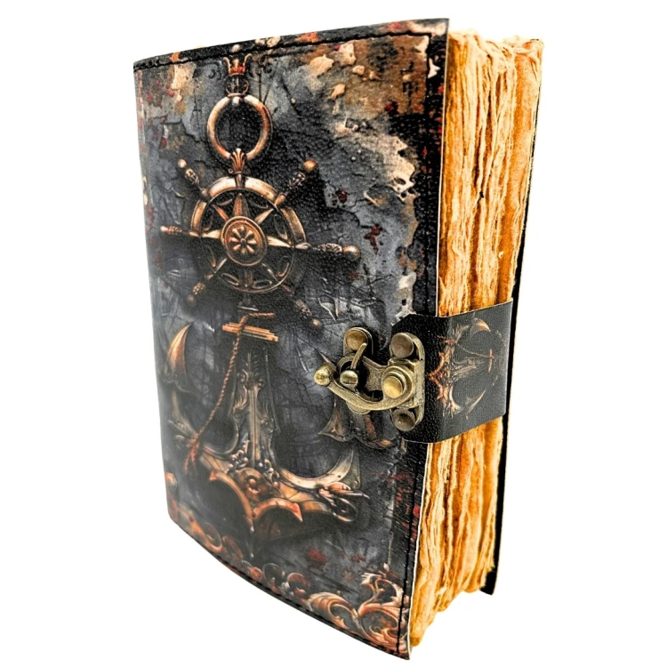 Notes Skórzany Retro Marynistyczny - Kotwica i Ster - 200 stron  (4).jpg