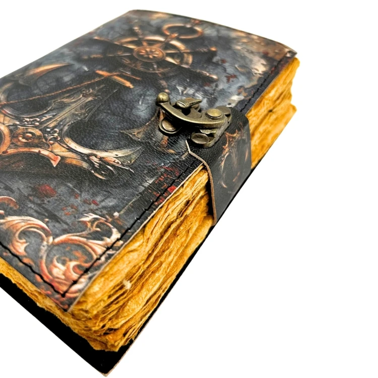 Notes Skórzany Retro Marynistyczny - Kotwica i Ster - 200 stron  (7).jpg