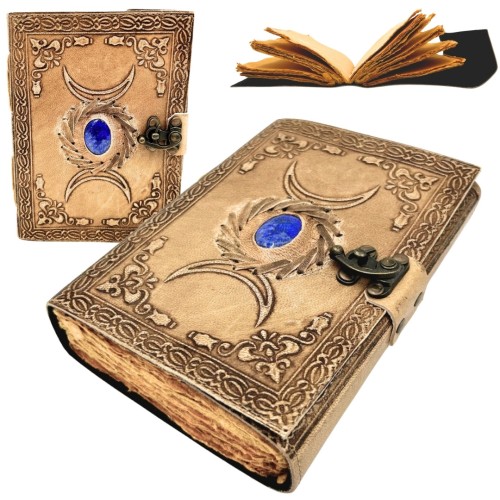 Notes Skórzany Triple Moon z Kamieniem - Fazy Księżyca - 200 stron  (1).jpg