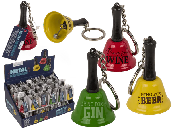 Brelok dzwonek na piwo gin i wino - śmieszny breloczek do kluczy metalowy  (1).webp