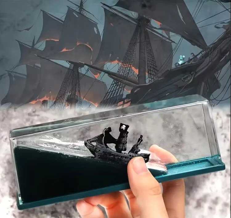 Statek Piracki w Płynie - Ruchoma Dekoracja Antystresowa  (1).jpg