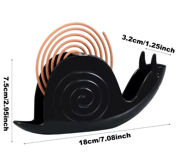 Czarny stojak na kadzidełka ślimak - uchwyt na spirale na komary  (2).jpg