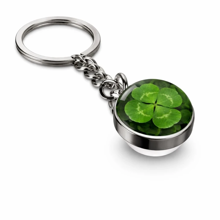 Brelok z czterolistną koniczynką - prezent na szczęście do kluczy .jpg