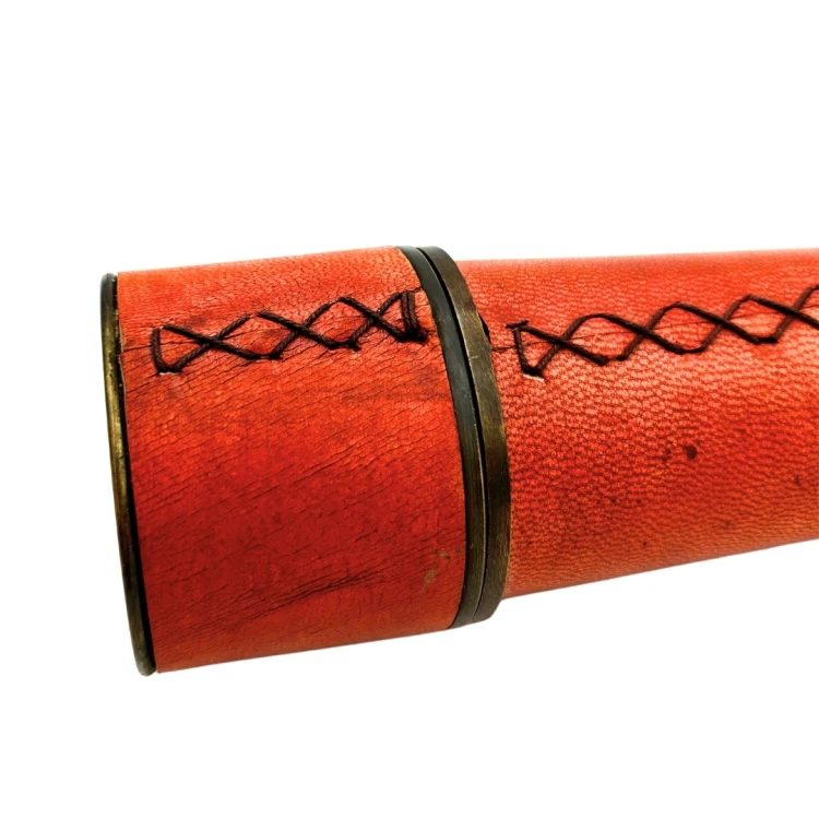 Luneta mosiężna skórzana retro - składany teleskop marynistyczny 42cm  (5).jpg