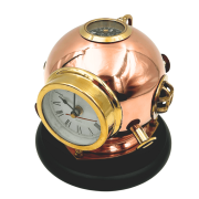 Zegar biurkowy hełm nurka mosiężny - marynistyczna dekoracja vintage  (3).png