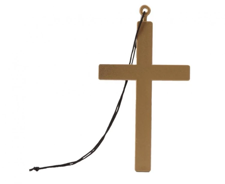 Krzyż księdza złoty 24 cm - naszyjnik na sznurku Boland