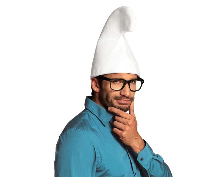 Czapka Smerfa biała - materiałowa czapka skrzata Boland