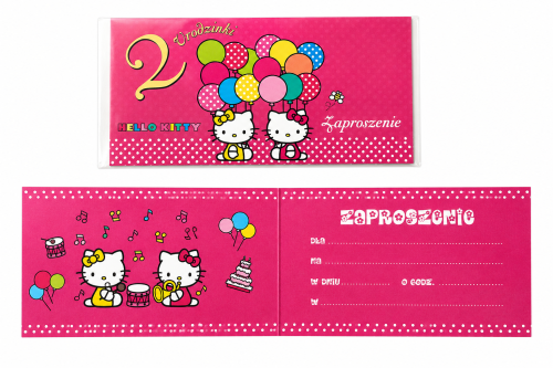 Zaproszenia na 2 urodzinki Hello Kitty - Komplet 10 sztuk z kopertą .png