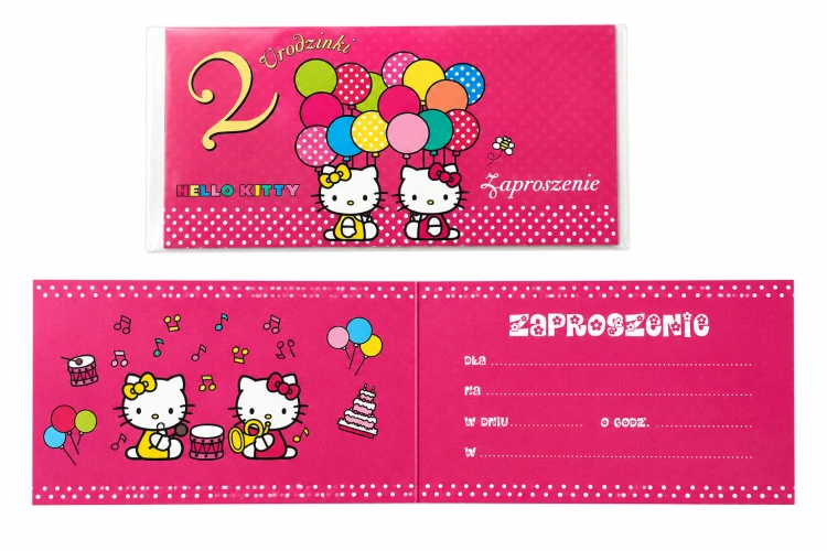 Zaproszenia na 2 urodzinki Hello Kitty - Komplet 10 sztuk z kopertą .png
