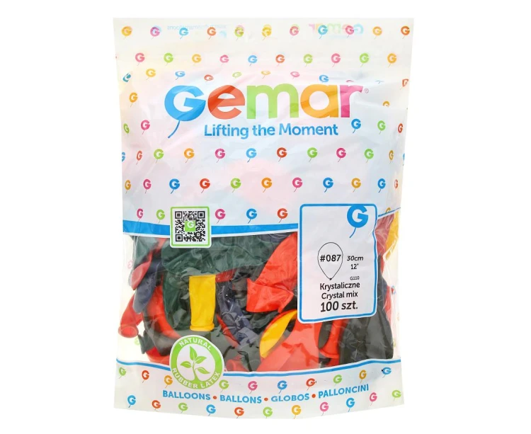 Balony Gemar 12", crystal mix, 100szt.