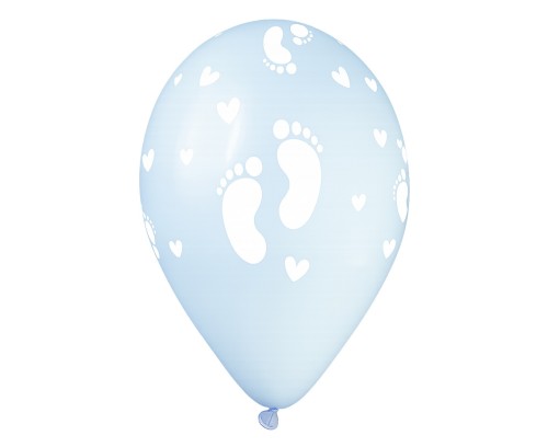 Balony Gemar 13", stópki dziecięce, pudrowe błękitne, 50szt