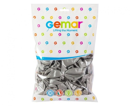 Balony GM90 metal 10" - srebrne 38/ 100 szt.