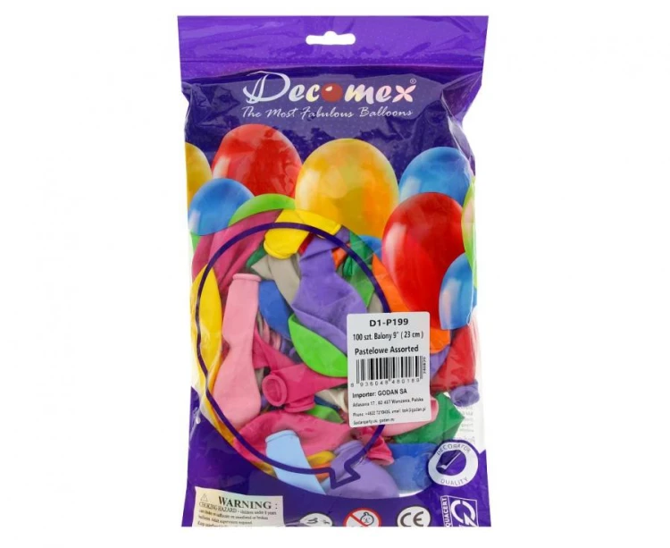 Balony Decomex 11", pastel Assorted, 100 szt.