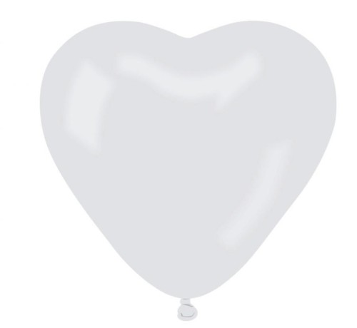 Balony CR6 pastel serca małe - białe 01/ 100 szt.