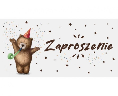 Zaproszenie dziecięce, Miś, 17x8,5 cm, 10 szt.
