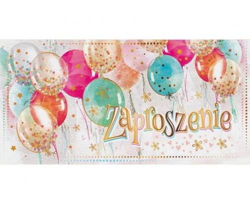 Zaproszenie ogólne, Balony, 17x8,5 cm, 10 szt.