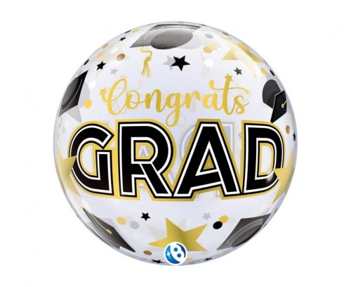 Balon Takara BUBBLE BALLOON Congrats Grad Stars & Dots, 22"