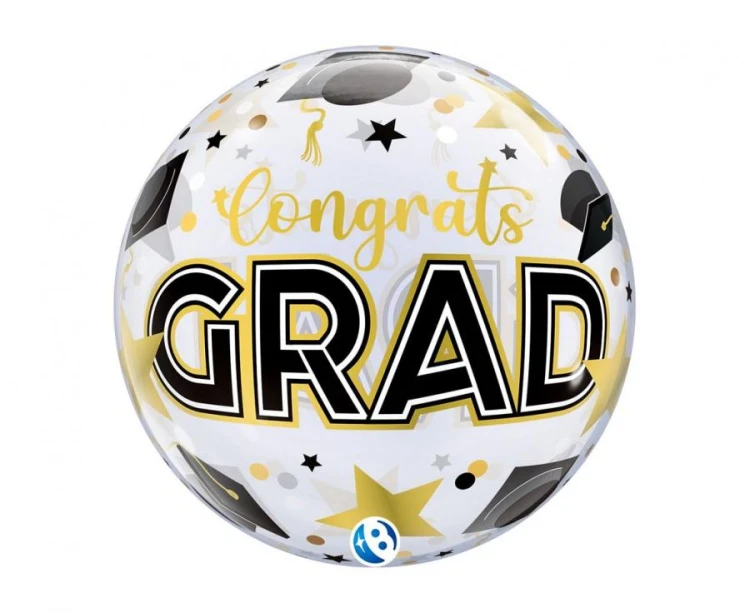 Balon Takara BUBBLE BALLOON Congrats Grad Stars & Dots, 22"