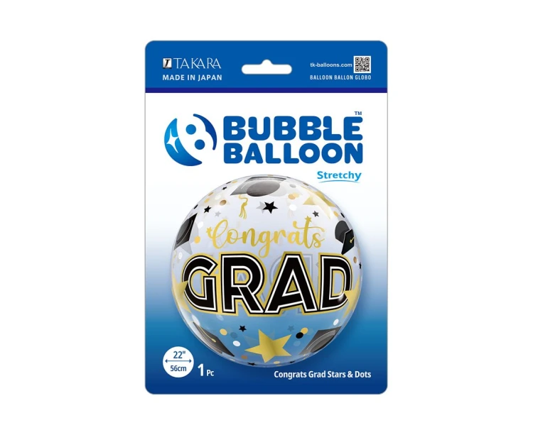 Balon Takara BUBBLE BALLOON Congrats Grad Stars & Dots, 22"
