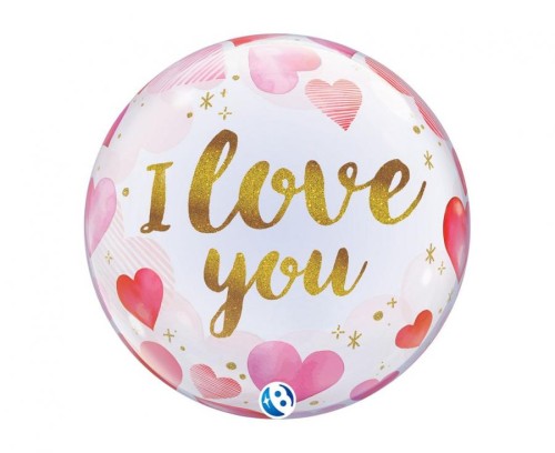 Balon Takara BUBBLE BALLOON I Love you Paper Hearts, 22"