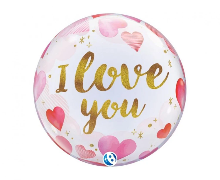 Balon Takara BUBBLE BALLOON I Love you Paper Hearts, 22"