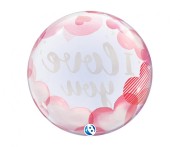 Balon Takara BUBBLE BALLOON I Love you Paper Hearts, 22"