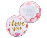 Balon Takara BUBBLE BALLOON I Love you Paper Hearts, 22"