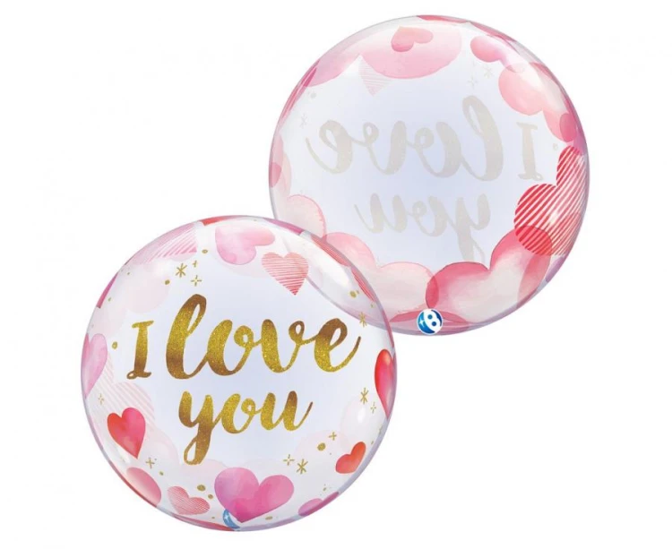 Balon Takara BUBBLE BALLOON I Love you Paper Hearts, 22"