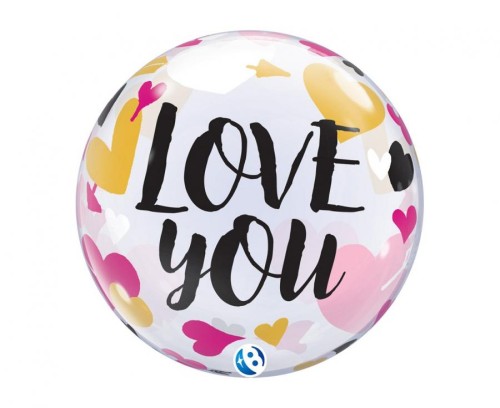 Balon Takara BUBBLE BALLOON Love you Hearts & Arrows, 22"