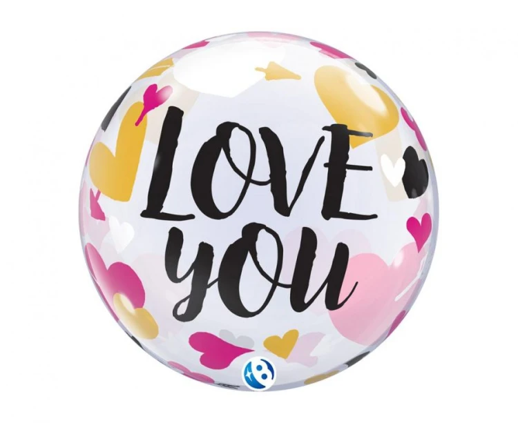 Balon Takara BUBBLE BALLOON Love you Hearts & Arrows, 22"