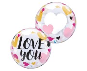 Balon Takara BUBBLE BALLOON Love you Hearts & Arrows, 22"