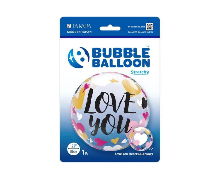 Balon Takara BUBBLE BALLOON Love you Hearts & Arrows, 22"
