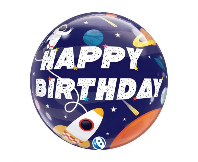 Balon Takara BUBBLE BALLOON Birthday Outer Space, 22"