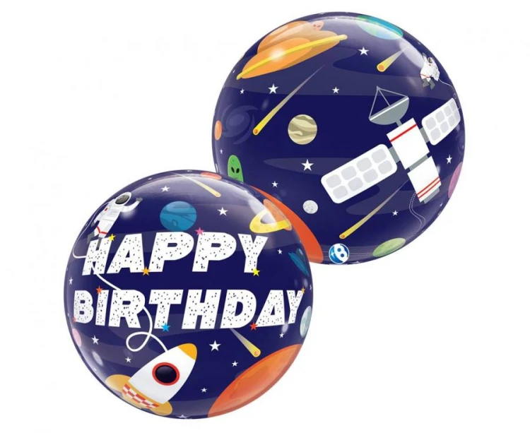 Balon Takara BUBBLE BALLOON Birthday Outer Space, 22"