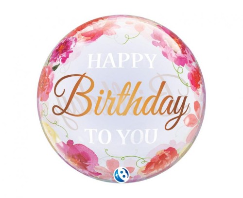 Balon Takara BUBBLE BALLOON Birthday To You Pink Peonies, 22"