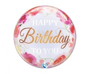 Balon Takara BUBBLE BALLOON Birthday To You Pink Peonies, 22"