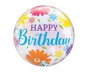 Balon Takara BUBBLE BALLOON Birthday Flowers & Filigree, 22"