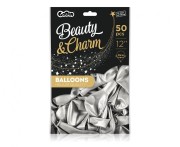 Balony Beauty&Charm, metaliki srebrne 12"/ 50 szt.