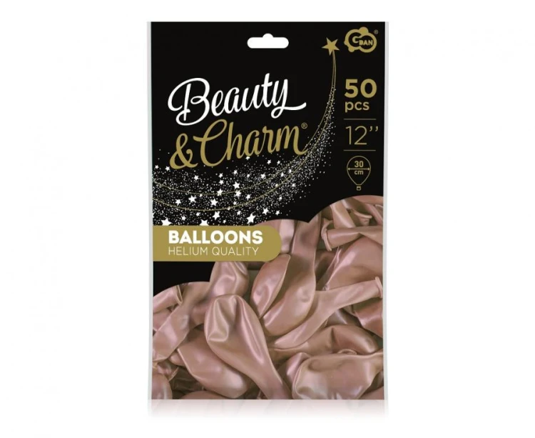 Balony Beauty&Charm, metaliki j. różowe 12"/ 50 szt.