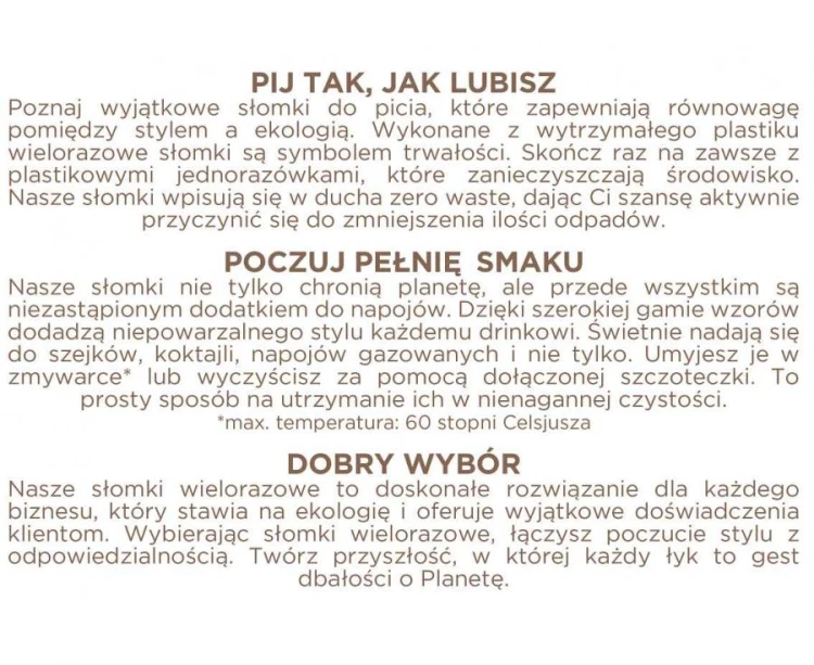 Rurki (słomki) wielokrotnego użytku, różne kolory 9x240mm/ 250 szt.