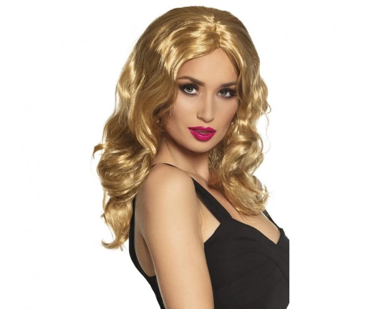 Długa peruka blond Celebrity - damskie sztuczne włosy falowane glamour